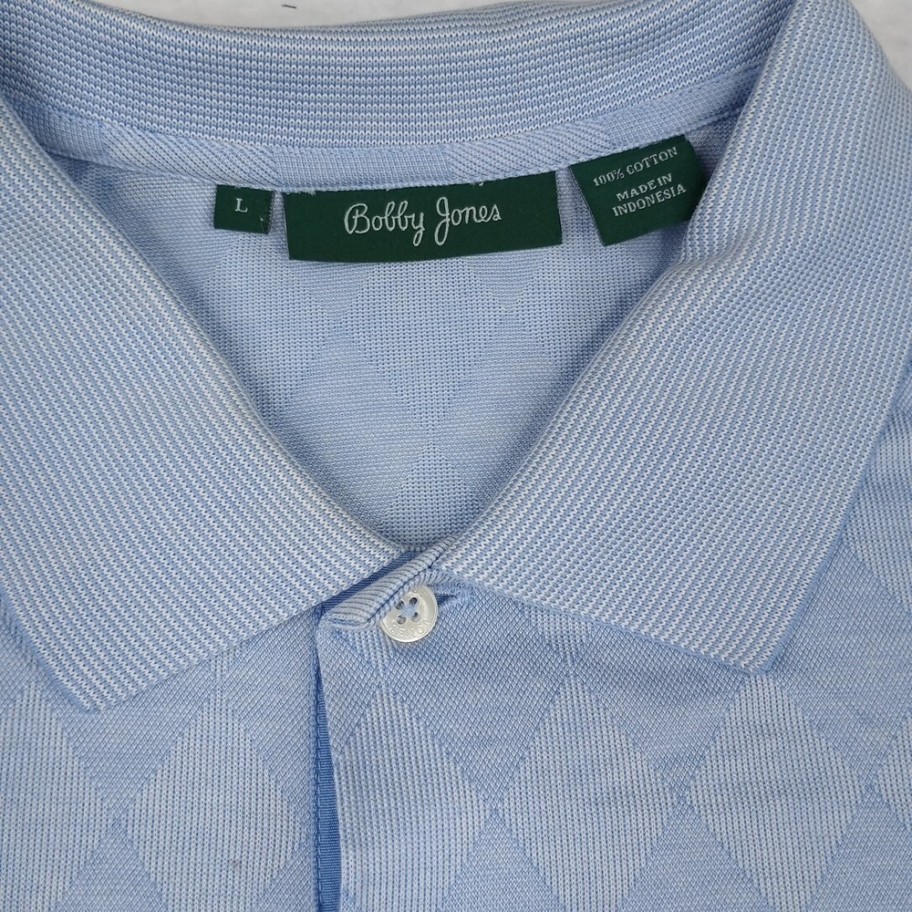 Bobby Jones Golf Light Blue Polo(Patch on Sleeve Member Guest 1949) Size Large - Picture 2 of 10